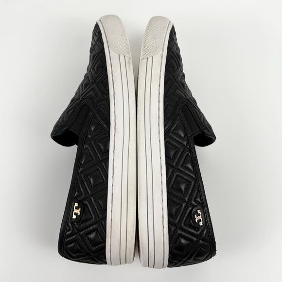 Tory Burch Jesse Quilted Leather Slip On Sneaker Black Size 10 Loafer Flats Logo - Picture 14 of 16